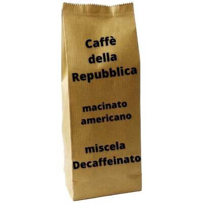 caffè macinato americano decaffeinato caffè della repubblica 250 gr