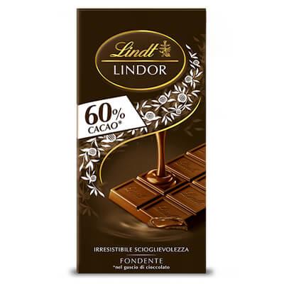 tavoletta cioccolato fondente 60% lindor 100 gr lindt